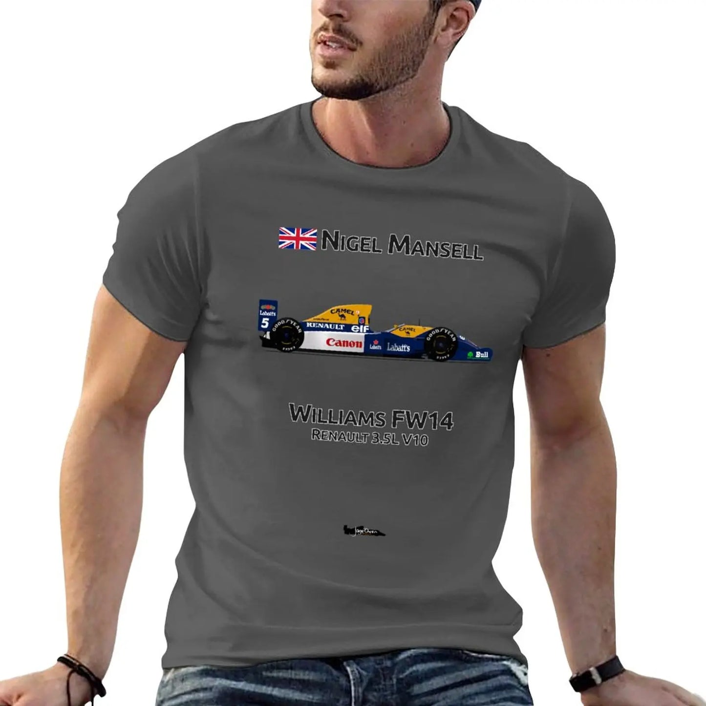Nigel Mansell - Williams FW14 T-Shirt heavyweight t shirts oversized t shirt big and tall t shirts for men