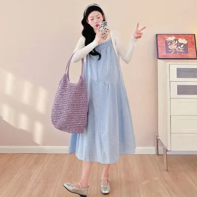 Pregnant Women's Dress 2025 Summer New Style Temperament Small Fresh Age Reducing Polka Dot Long Skirt