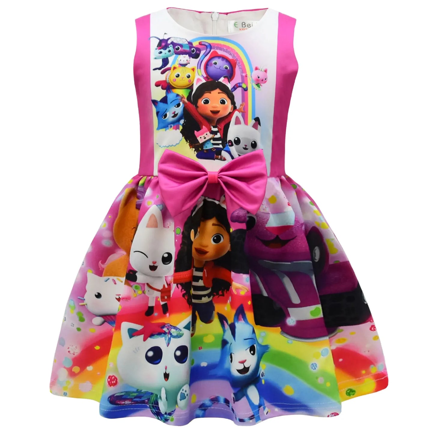 Gabby's Dollhouse Kids Clothes Summer Baby Girls Cute Princess Dress Cartoon Gabby Cats Toddler Girls Birthday Party Dresses