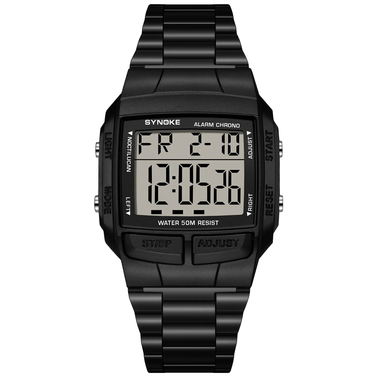 Mens Sports Digital Waterproof Watch, Multifunctional Wrist Watches For Men, Plastic Case Alloy Strap