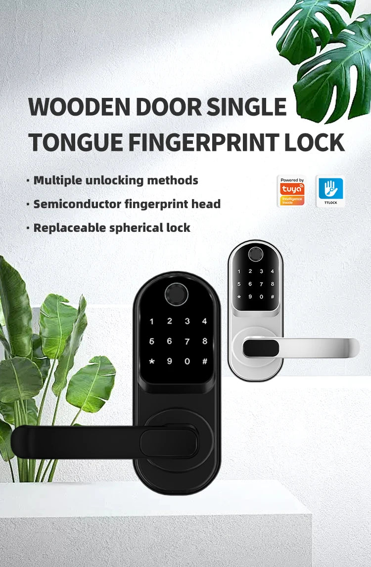 Smart TUYA Fingerprint Door Lock App Remote Control Keyless Bluetooth Digital Touchscreen Lock NFC Waterproof With Card And Key