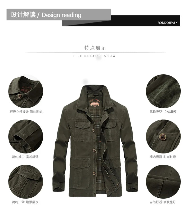 Spring Autumn Long Men Jackets Army green Cargo Mulit Pockets Trench Work Outwear Casual Coat Jacket Size M-3XL 4XL