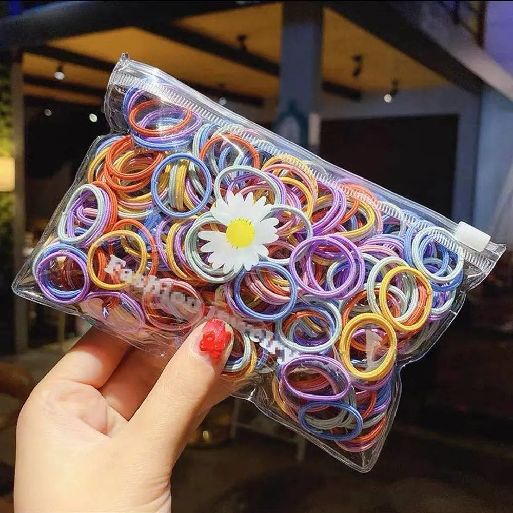 100PCS/Bag Baby Kids Lovely Scrunchies Colorful Ponytail Holder Hair Rope Hair Accesorries Children Hair Ties