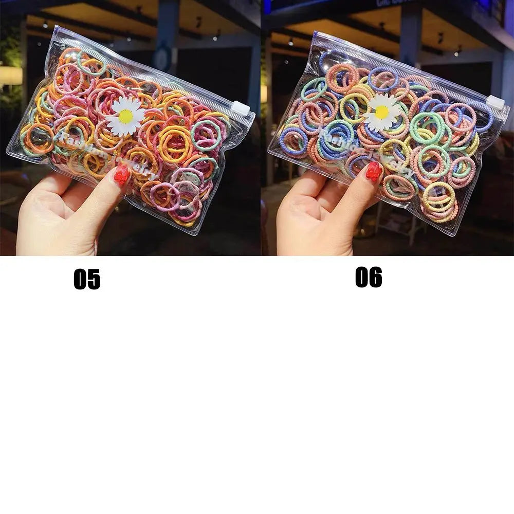 100PCS/Bag Baby Kids Lovely Scrunchies Colorful Ponytail Holder Hair Rope Hair Accesorries Children Hair Ties