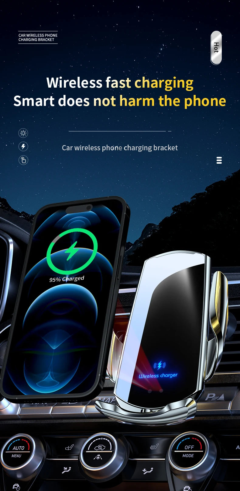 Car Phone Holder For Honda Accord MK10 MK10.5 2018 2019 2020-2022 Mobile Phone Mounts Car Wireless Charging Special Fixed Base