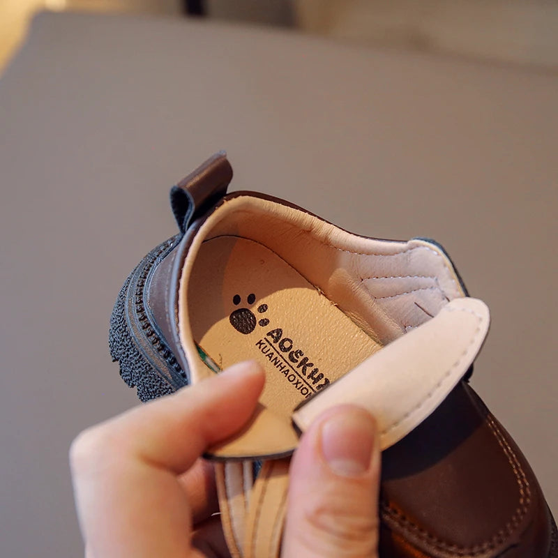 Kids Fall Leather Shoes Casual School Boys Girls Single Shoe Size 21-30 Toddler black brown round toe casual shoes for kids