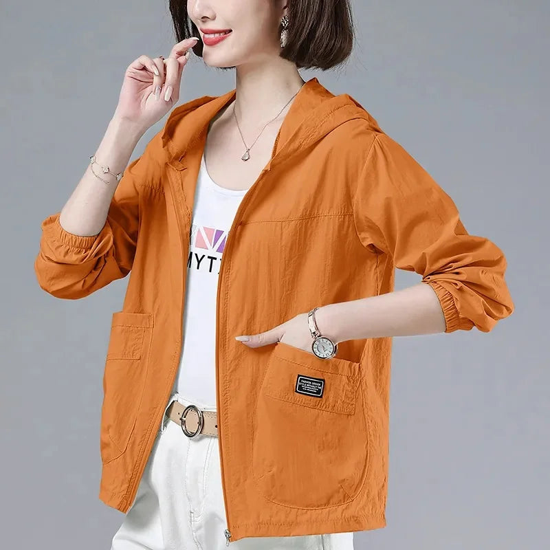 2025 New Summer Women Jacket Waterproof Sun Protection Clothes Thin Lightweight Jacket Women Quick Dry Sport Coat Windbreaker