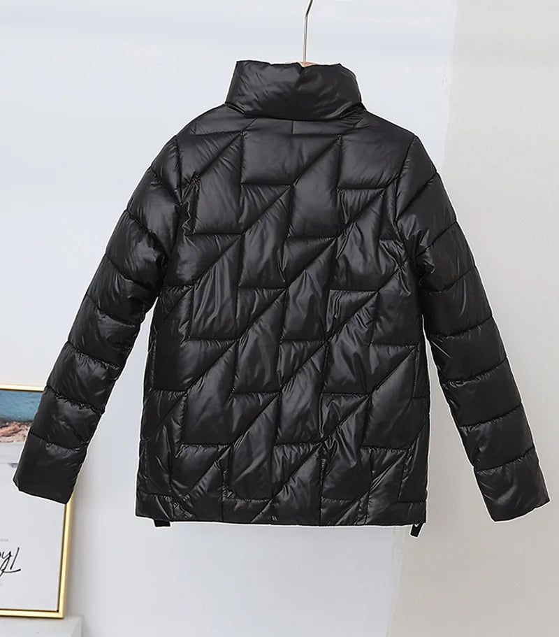 Women Jacket Winter Parkas Female 2025 New Glossy Down Cotton Jackets Stand Collar Casual Warm Parka Short Coat Female Outwear