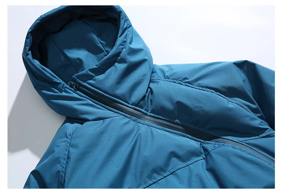 Winter Men Jackets Diagonal Zipper Hooded Parkas Thicken Warm Coat Black Loose Casual Padded Jacket Outwear for Male 2025