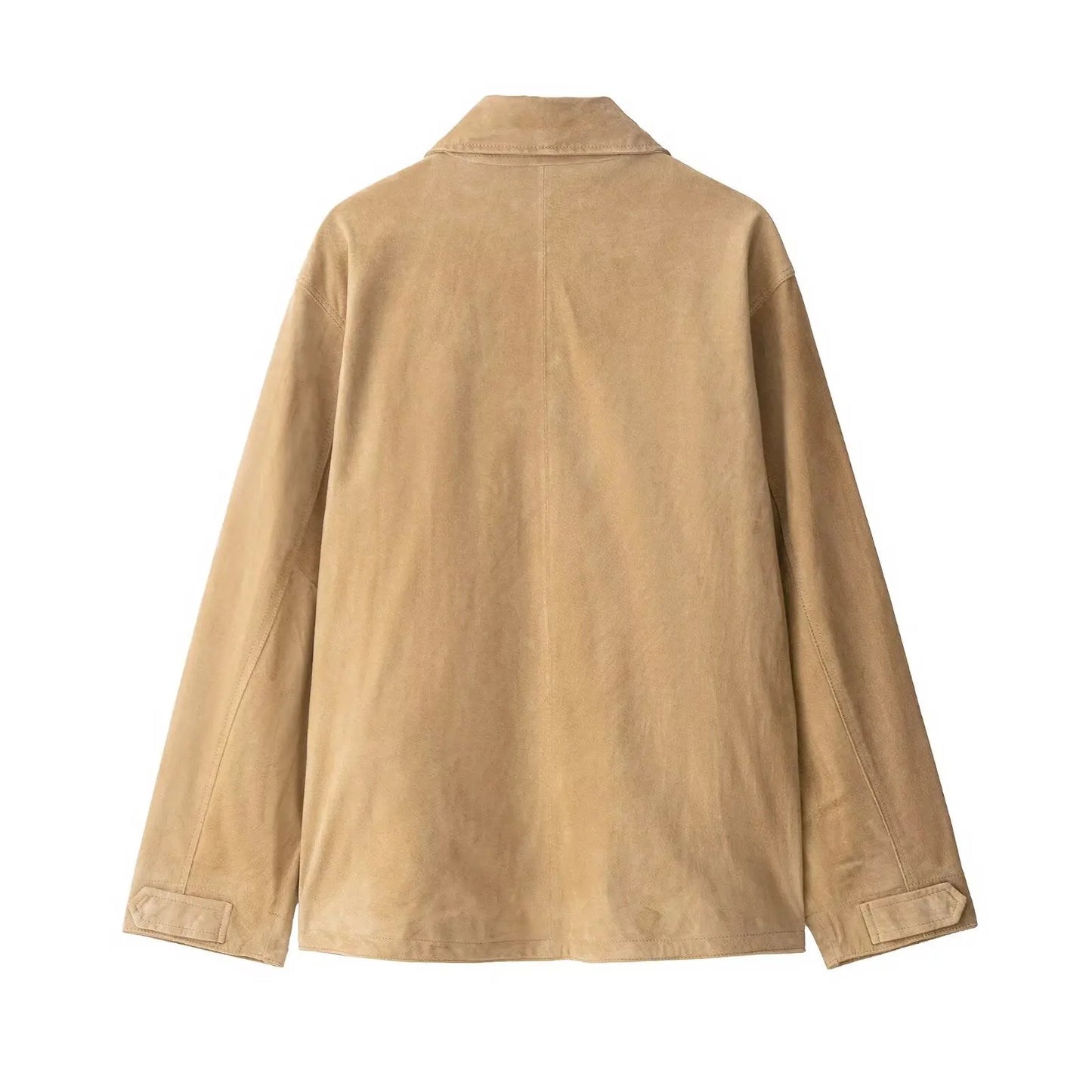 HH Woman's Fashion Jackets Solid Turn-Down Collar Long-Sleeved Pockets Single-Breasted Female Autumn Casual Loose Coats