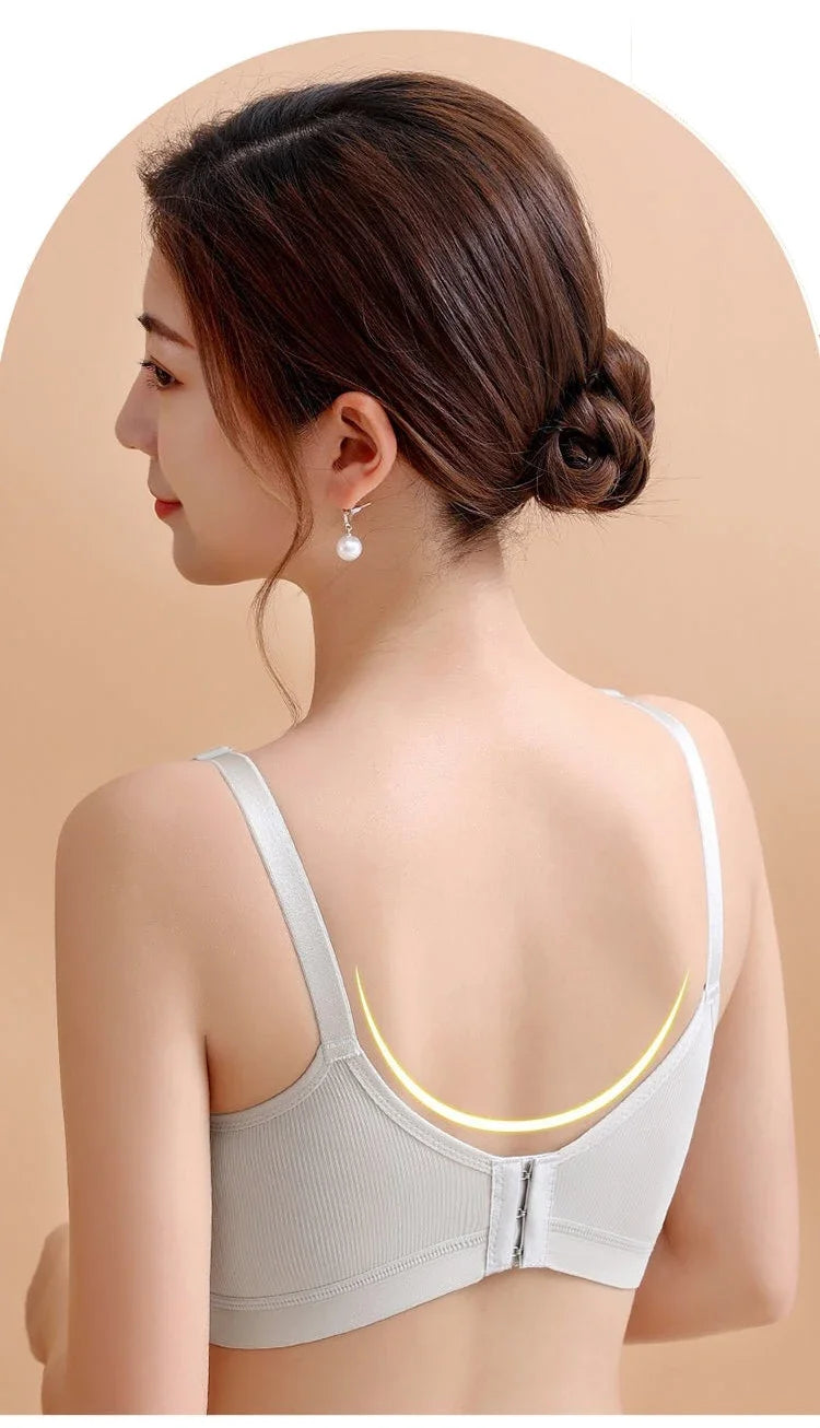 Women Push Up Bra Prevent Sagging Wire Free Bras Breathable Pads Underwear Adjustable Bralette Wireless Gathered Brassiere