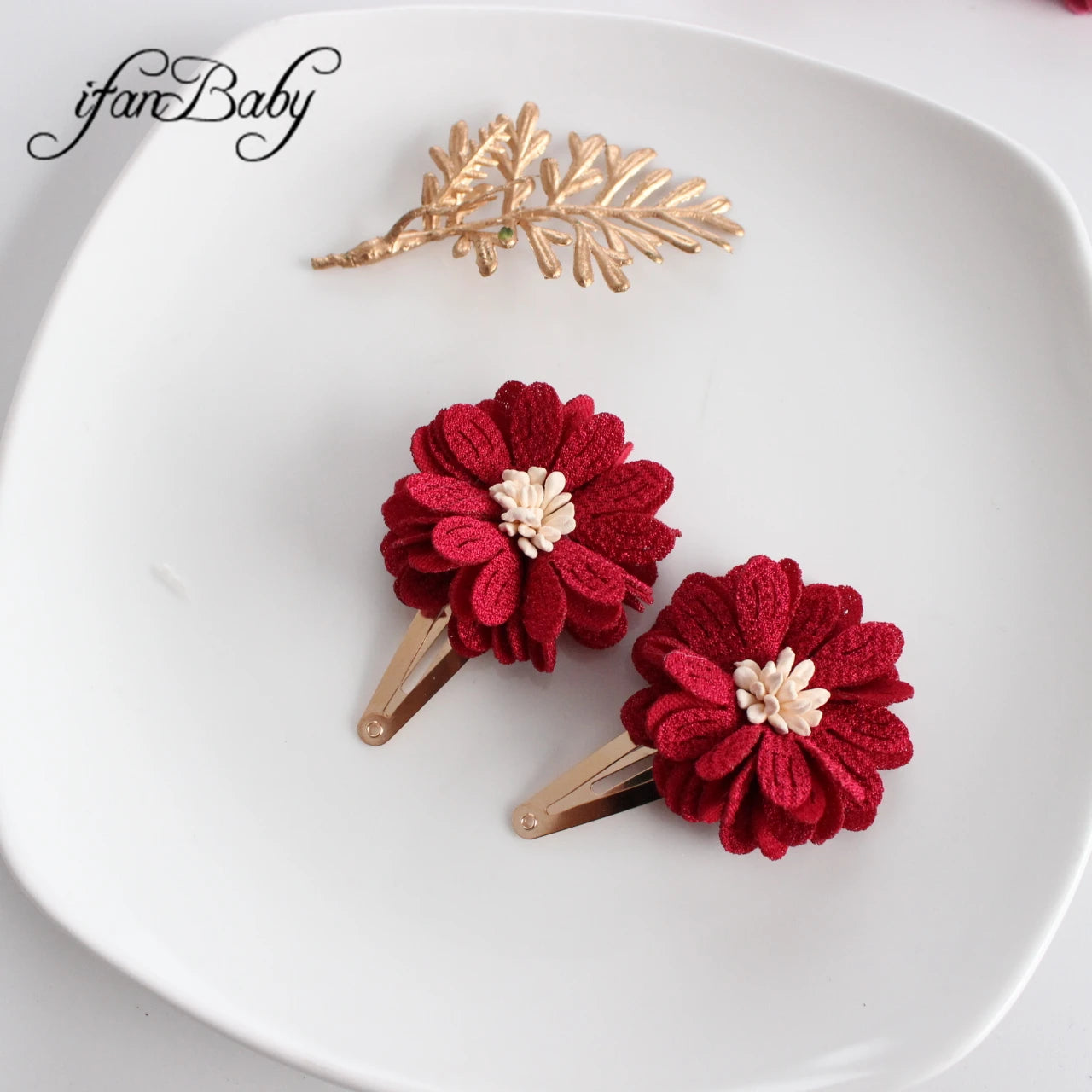 Fashion Flower BB Hair Clips Pin Headwear For Baby Kids Girl Hair Accessories 2 PCS/SET
