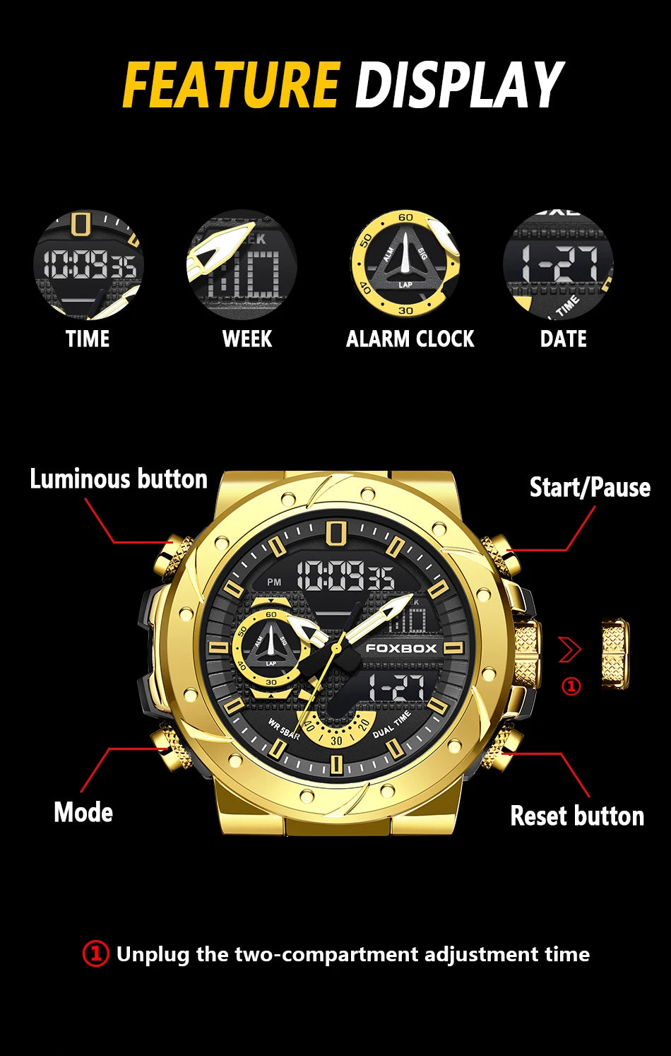LIGE Top Brand Men Digital Watch Military Watches Fashion Sports Waterproof Dual Display Quartz Wristwatches Relogio Masculino