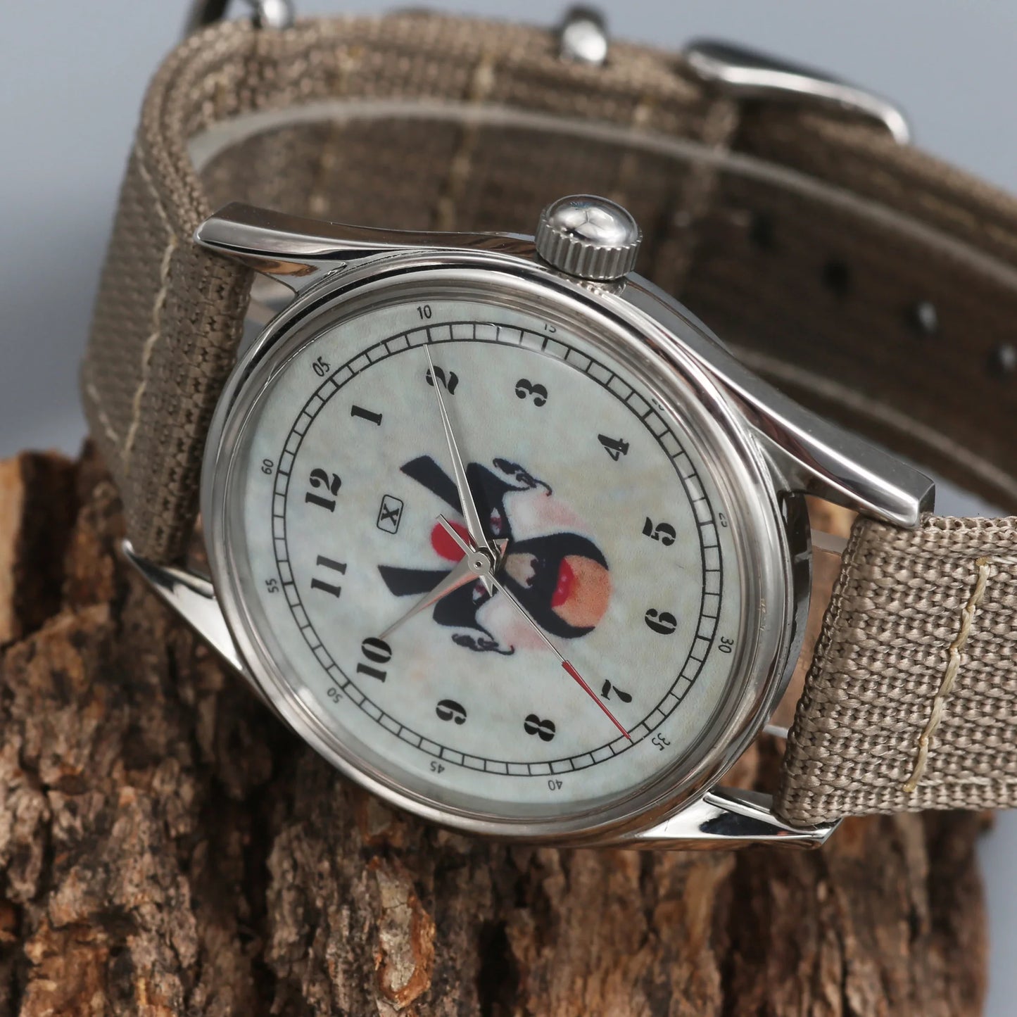 Chinese Traditional Sichuan Opera Watch 38MM Men's Mechanical Timepiece Enamel Dial Shanghai 7120 Manual Movement Gift for Men