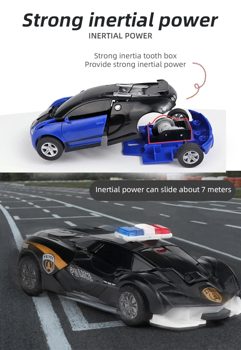 Kids Toys One-key Deformation Car  Automatic Transform Robot Diecasts Toy Funny Mini 2 In 1 Plastic Model Car Amazing Gifts Boys