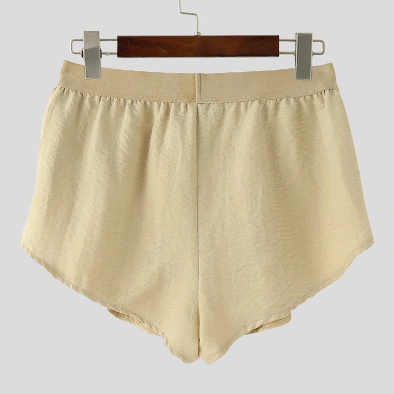 INCERUN Men Shorts Solid Color Elastic Waist Split Side Button Men Bottoms Streetwear 2025 Fashion Sexy Casual Male Shorts S-5XL