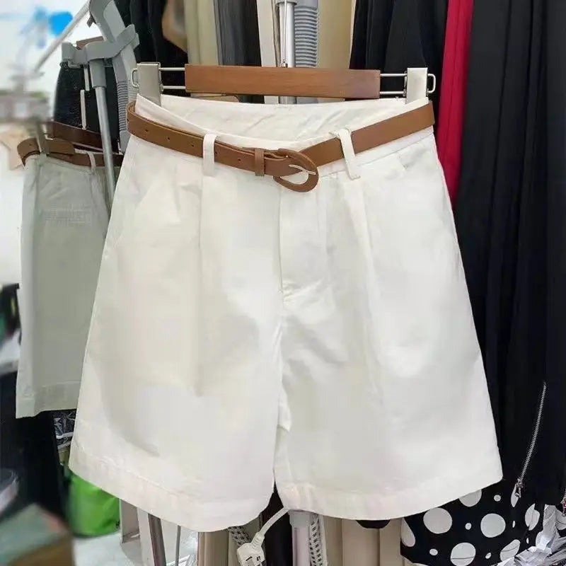 New Summer Women Shorts Loose High Waist Wide Legs Casual Five Point Shorts for Women Thin Breathable Solid Korean Fashion Pants