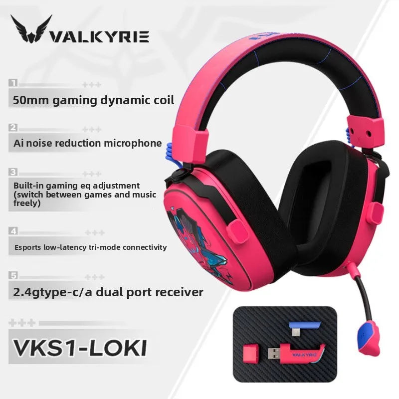 VALKYRIE VK S1 Gaming Headset Wireless Triple-Mode Detachable Microphone 15ms Ultra-low Latency Customized Gaming Headphones