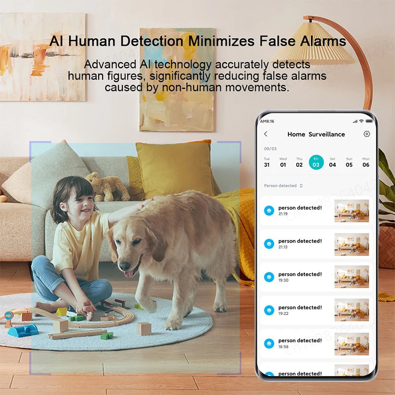 XIAOMI Home Security Intelligent Wifi Camera PTZ 2K,Color Night Vision,Two‑Way Audio,AI Human Face Detection,Chinese Version