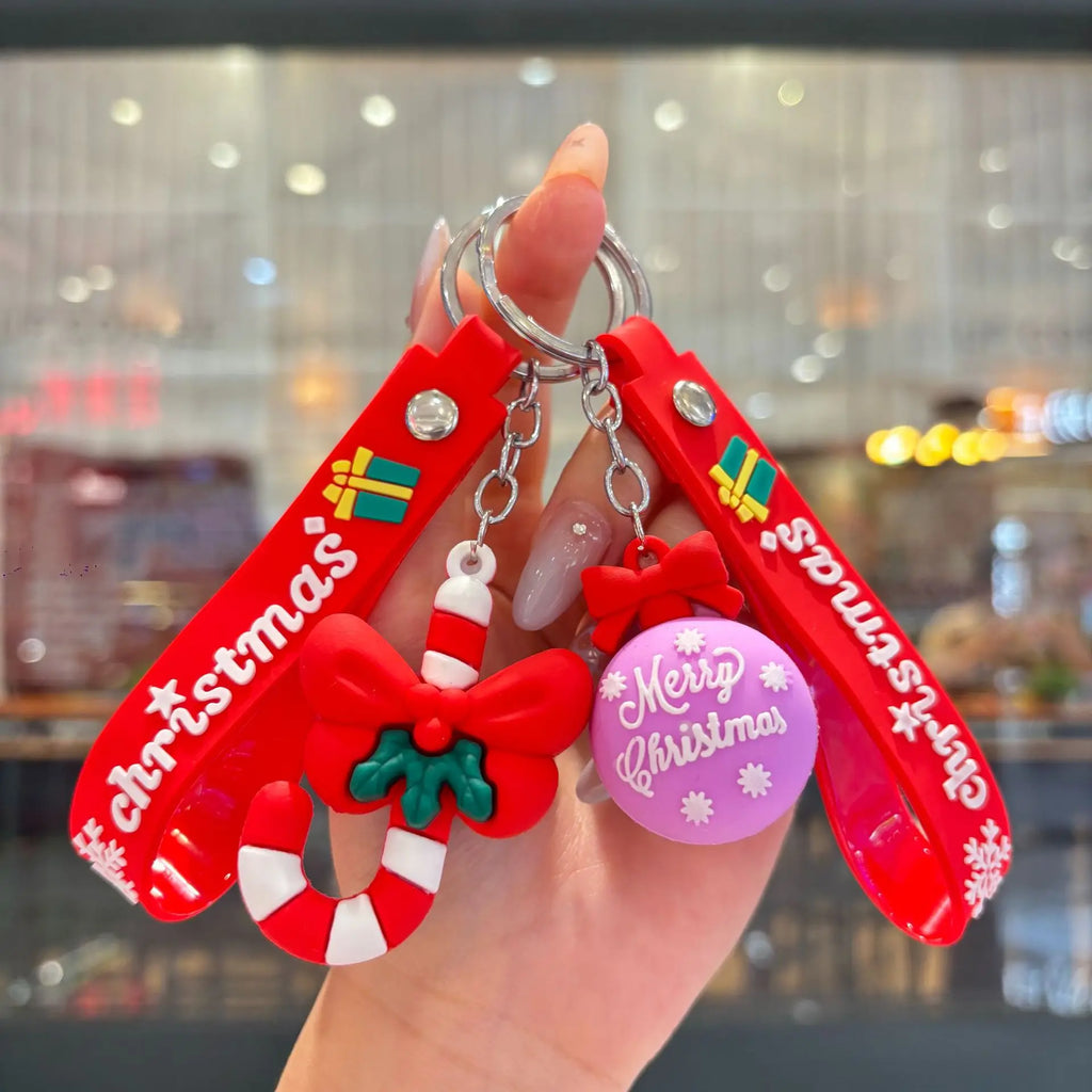 Christmas Gift 2025 Cute Santa Keychain Cartoon Pendant for Bag Car Keys Decor Stocking Stuffer for Kids Children Daughter Son