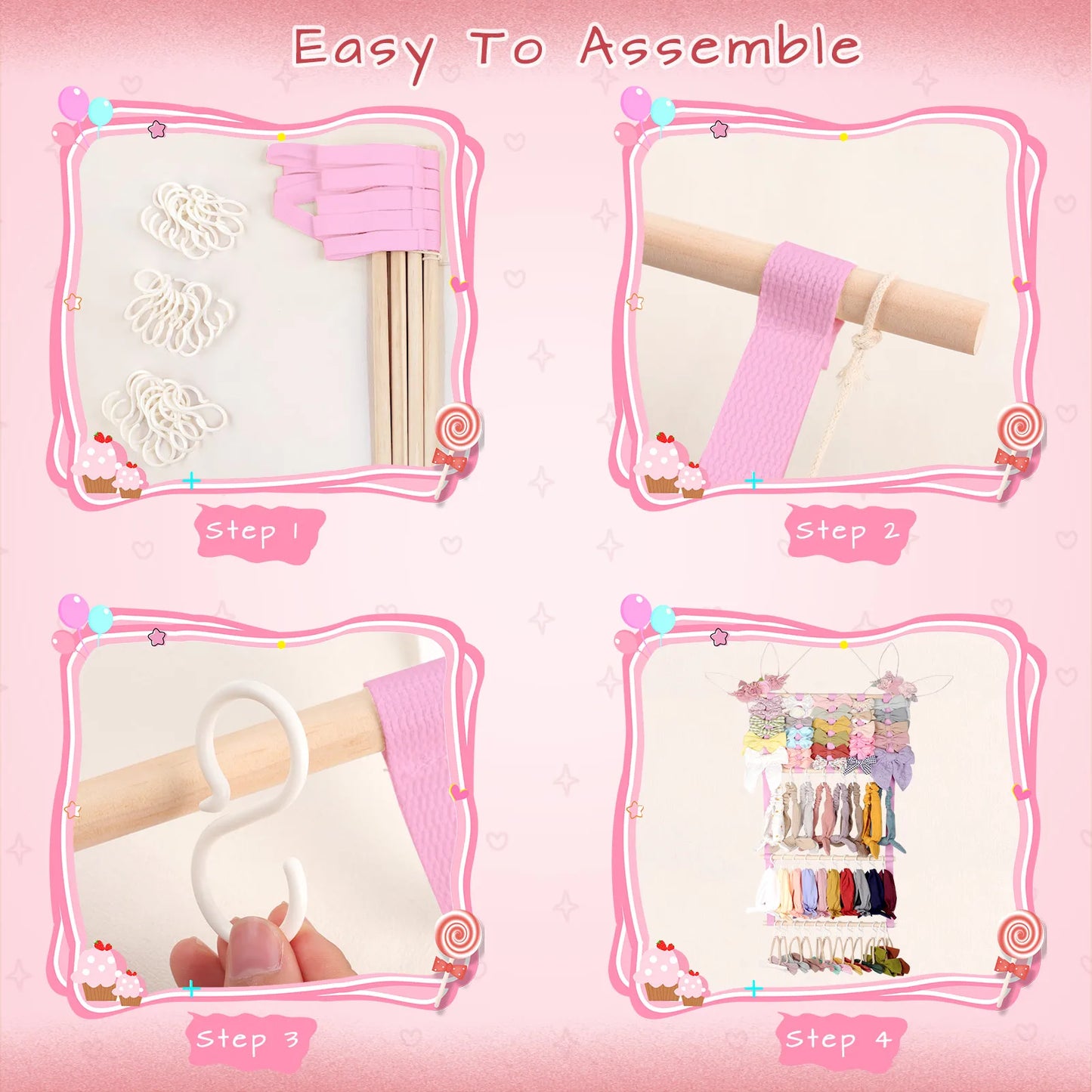 Hair Accessory Organizer With 8 Hooks Hanging Storage Rack For Hair Clips Hat Headband Space Saving Bathroom Bedroom Door Closet