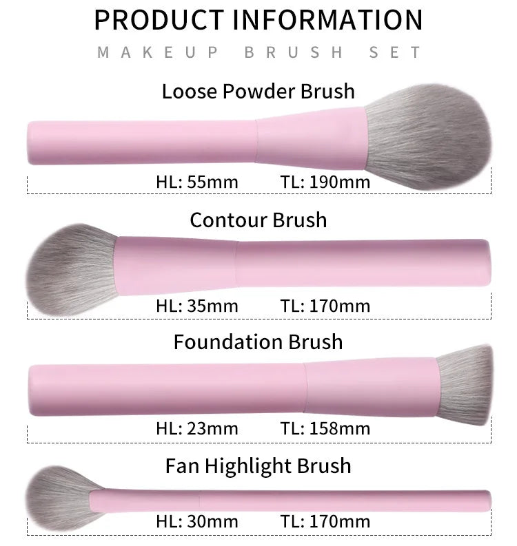Pink Makeup Brush Set Private Label Wholesale Bulk Cosmetic Synthetic Hair Vegan Brushes Free Custom Logo Beauty Tool 10Sets