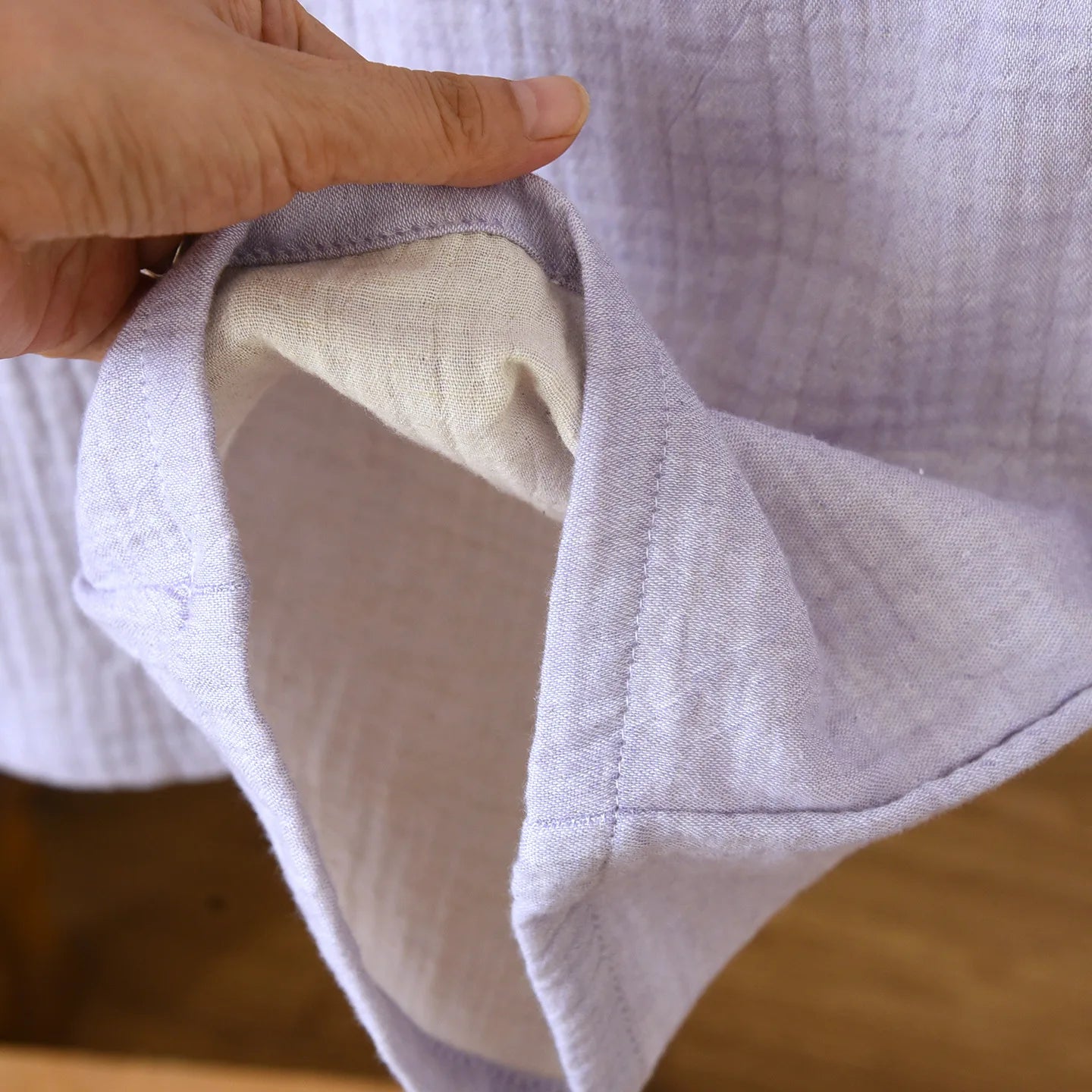 Summer Women Cotton Gauze Wide Leg Pants Casual Loose Elastic Waist Trousers with Pockets Solid Color Breathable Lounge Pants