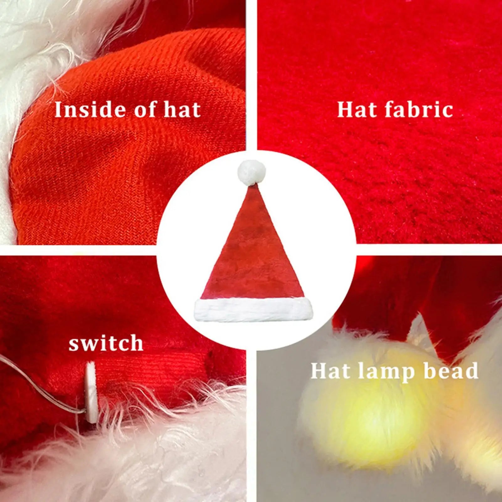 Christmas Hat Merry Christmas LED Light Hat New Year Ligthed Hat Red Santa Claus Hat for Kids Adult Xmas Gift Christmas decor