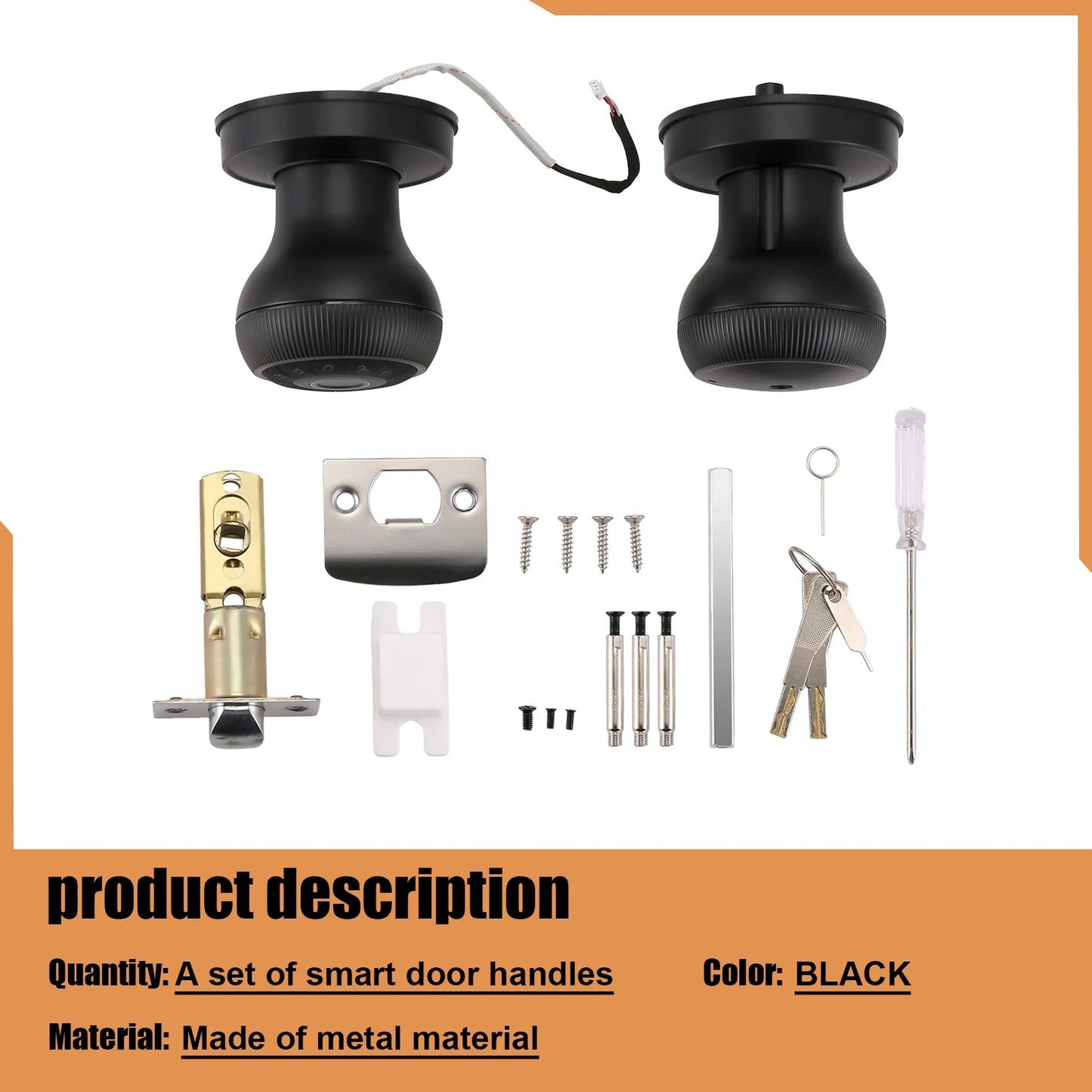 FULL-Fingerprint Door Lock-Smart Door Handle, Keyless Door Handle With Password Keypad For Bedroom Smart Door Lock