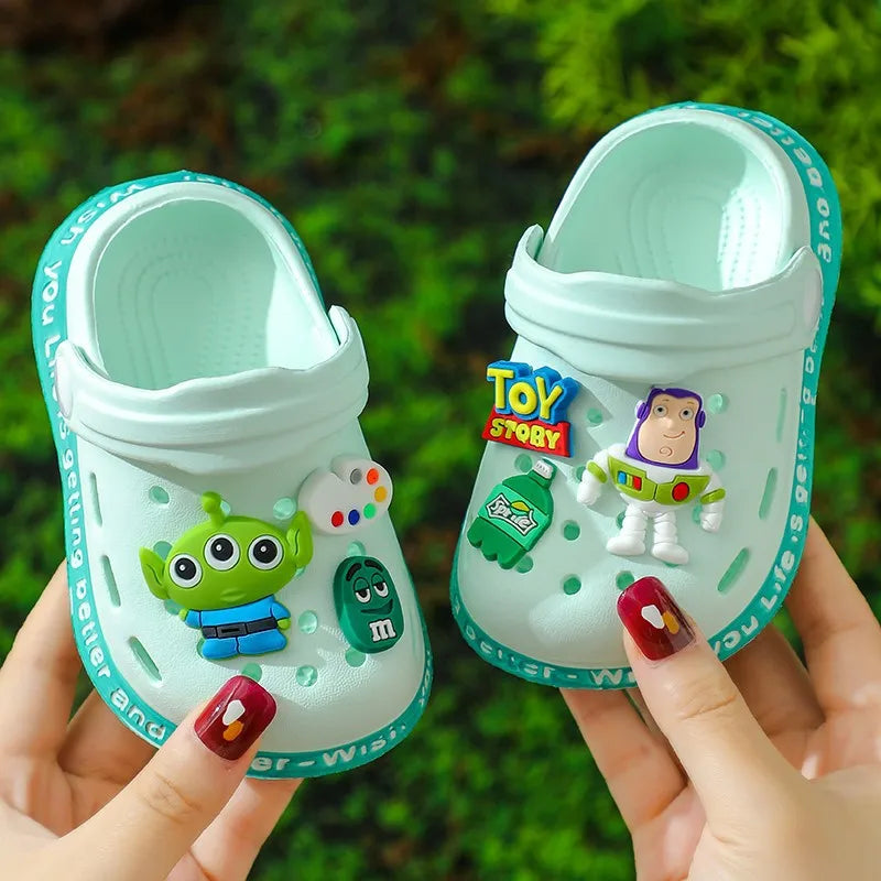 Summer Children Sandals Baby Boy Girl Cartoon Toy Story Buzz Lightyear Print Kids Slipper Indoor Non-slip Soft Beach Shoes 18-29