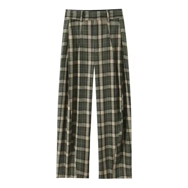Women's Pants 2025 Autumn New Style Chic Fashion Plaid Wide-Leg Pants For Women Casual Fashion Street Casual Trousers