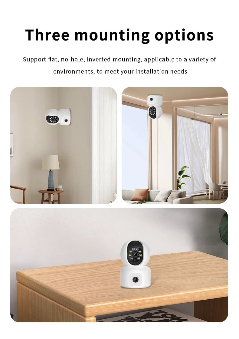 Home Security Camera 1080P Dual Lens WiFi Indoor Outdoor Night Vision Motion Detection Two Way Audio Waterproof Cloud Storage