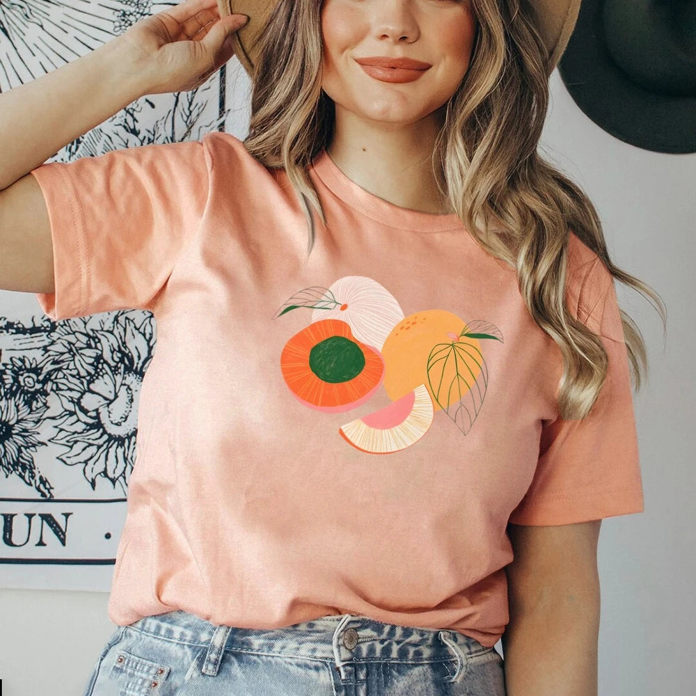 Breathable Cotton T-Shirt Women Y2K Inspired Graphic Design Tops With Lightweight Fabric Versatile Basic Wardrobe Essential