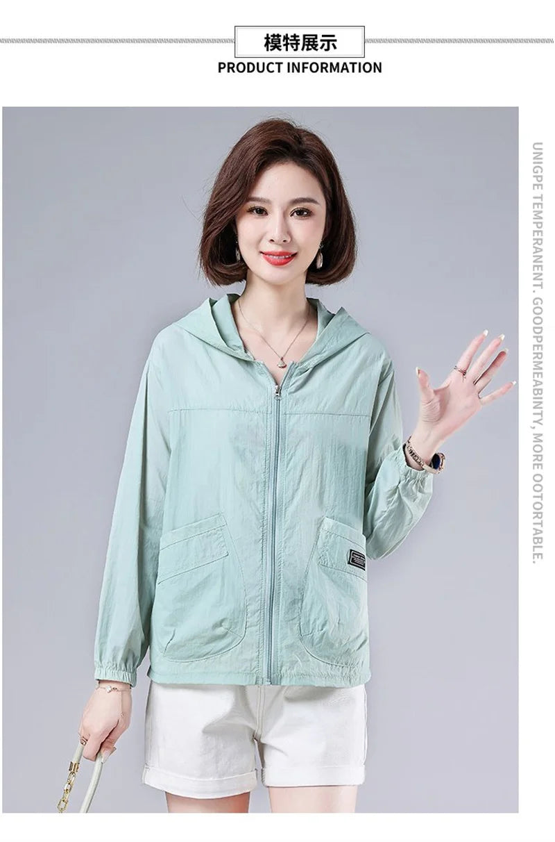 2025 New Summer Women Jacket Waterproof Sun Protection Clothes Thin Lightweight Jacket Women Quick Dry Sport Coat Windbreaker