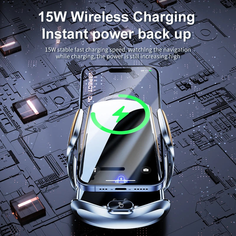 Universal All Mobile Phone Charging Car Phone Holder Wireless Charger Automatic Car Cell Phone Holder Vent Clip Accessories