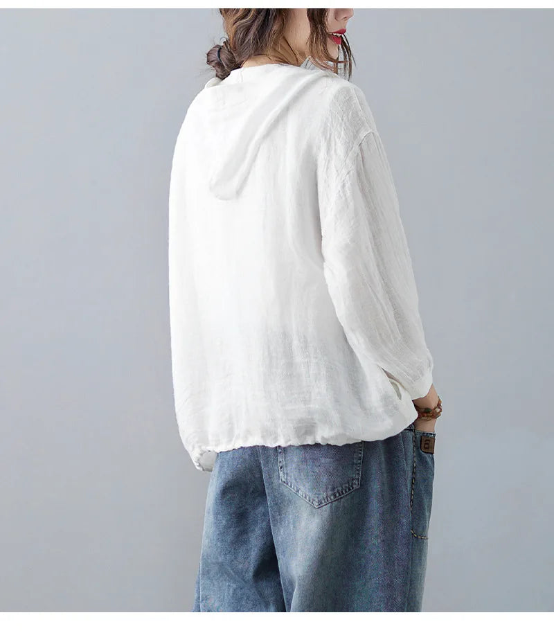 Women Summer Loose Hooded Sunscreen Casual Thin Jackets New Arrival Simple Style Solid Color Female Long Sleeve Hooded Coats