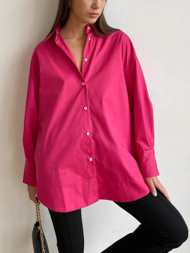 100% Cotton Shirts for Women 2025 Casual Loose Fashion Long Sleeve White Shirt Single Breasted Design Elegant Blouse for Women