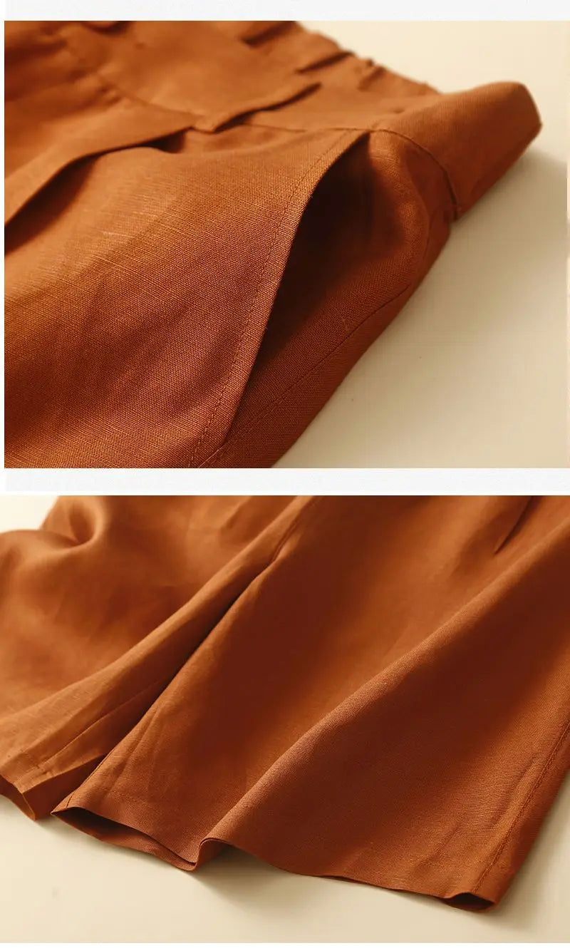 Women's Shorts Cotton Linen High Waisted Short Pants Casual Loose Solid Purple Button Summer Shorts for Women