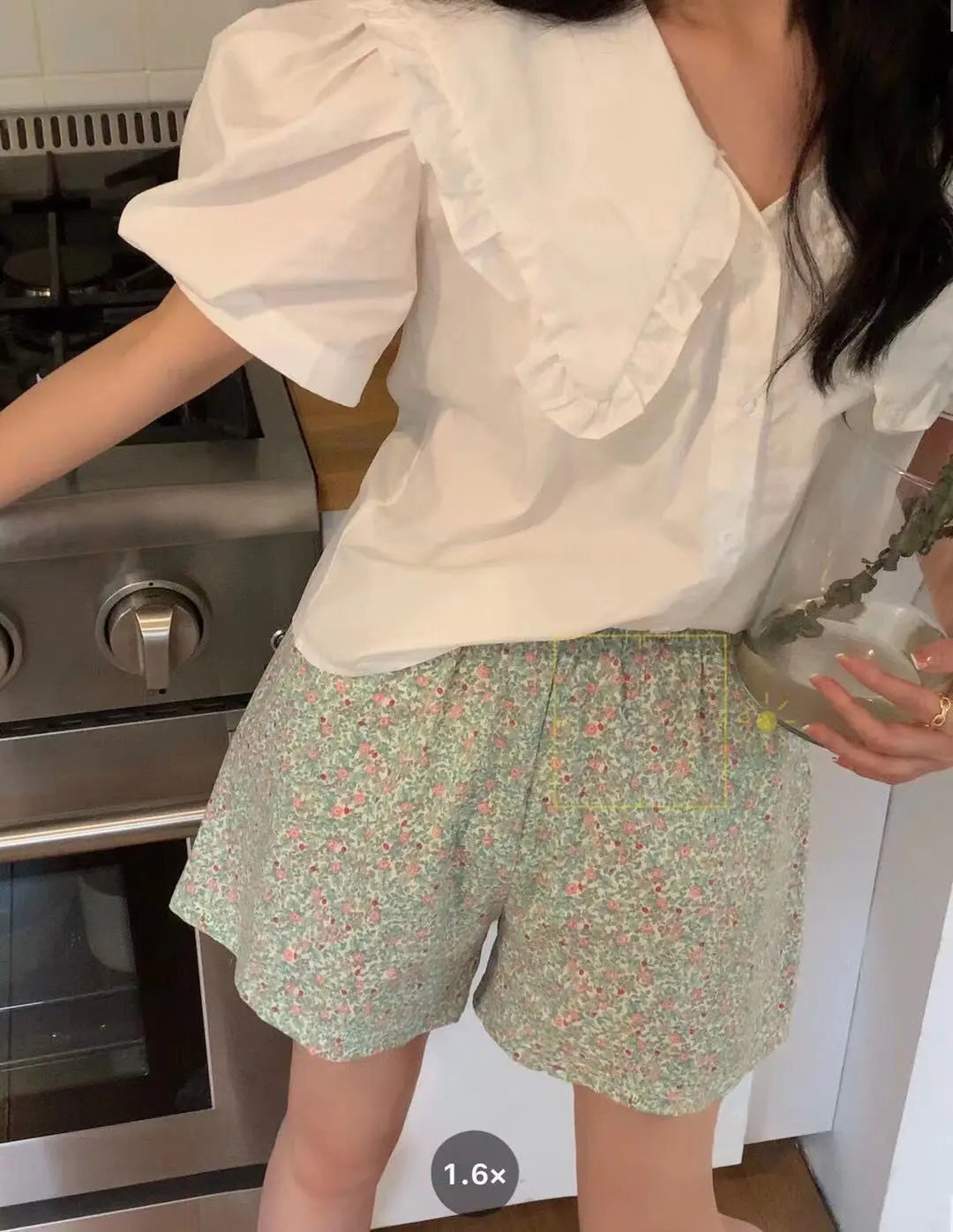 Women's High Waist Summer Shorts Floral Print Lounge Pants Loose Wide Leg Comfy Stretchy Elastic Waist Casual Athletic Home Slee