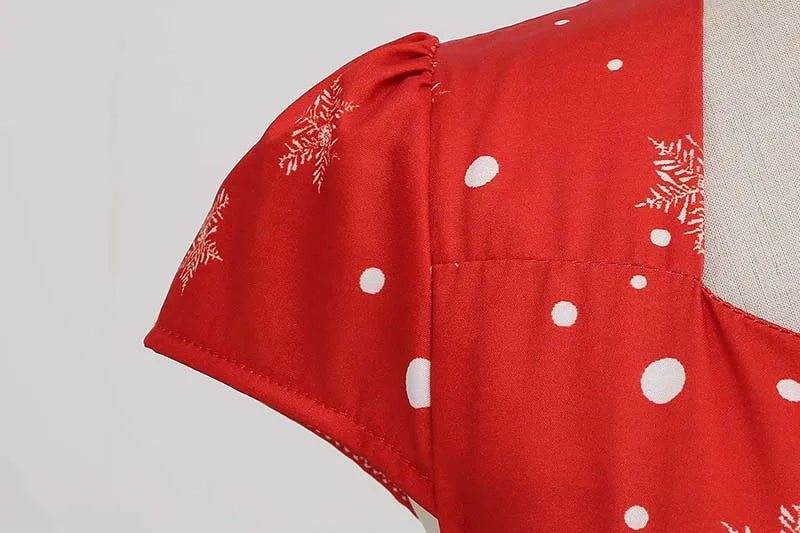 Christmas Dresses for Women Winter Pinup Rockabilly Sexy Cosplay Party Dress Santa Claus Snow Print Cocktail Prom Dress