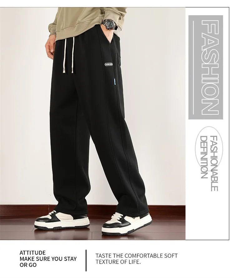 Big Size 10XL Men Pants Fleece Lined Jogger Trouser Male Plus Large 9XL 8XL Winter Autumn Bootcut Cuffed Elastic Sweatpant Loose