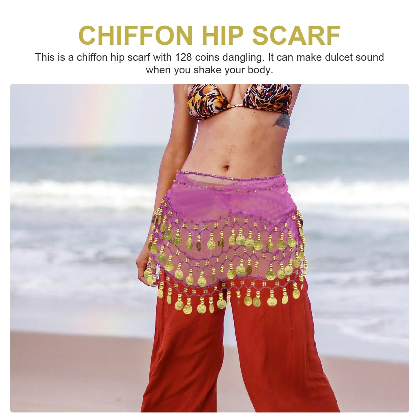 Fringe Dress Chiffon Dresses for Women Dance Hip Skirt Scarf Belly White Women's