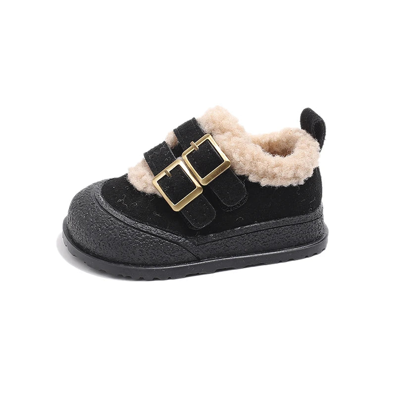 Children's Padded Shoes 0-6 Years Old Khaki Thickened Warm Boys Girls Walking Shoes Beige Soft Non-slip Kids Baby Cotton Boots