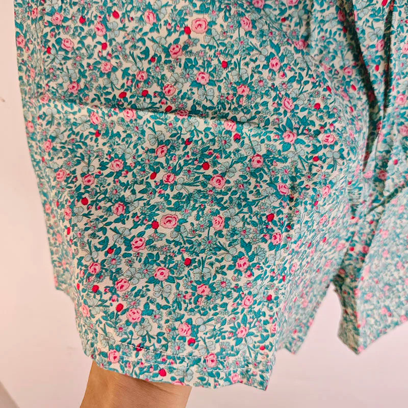 Women's High Waist Summer Shorts Floral Print Lounge Pants Loose Wide Leg Comfy Stretchy Elastic Waist Casual Athletic Home Slee