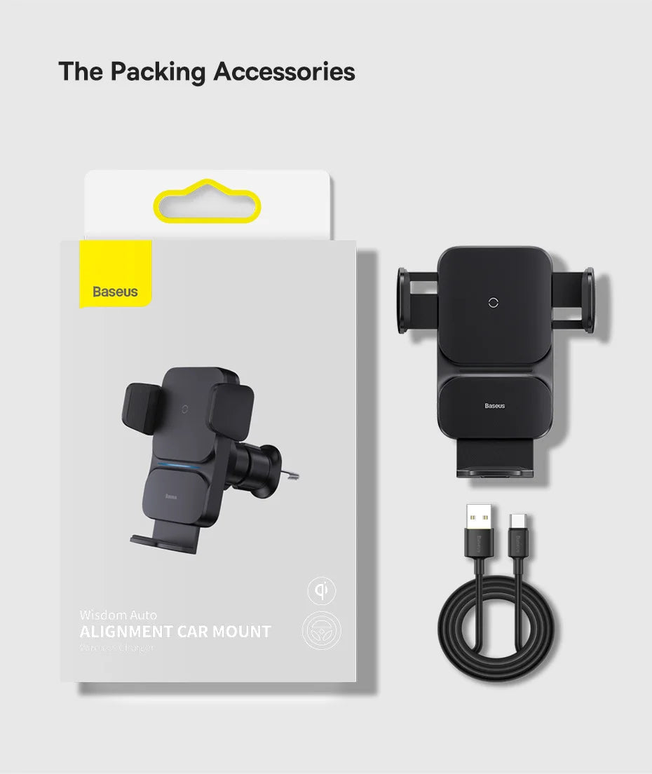 Baseus Qi 15W Wireless Car Phone Charger Holder Mount Bracket Fast Charging Holder For Samsung iPhone Car Phone Holder Mount