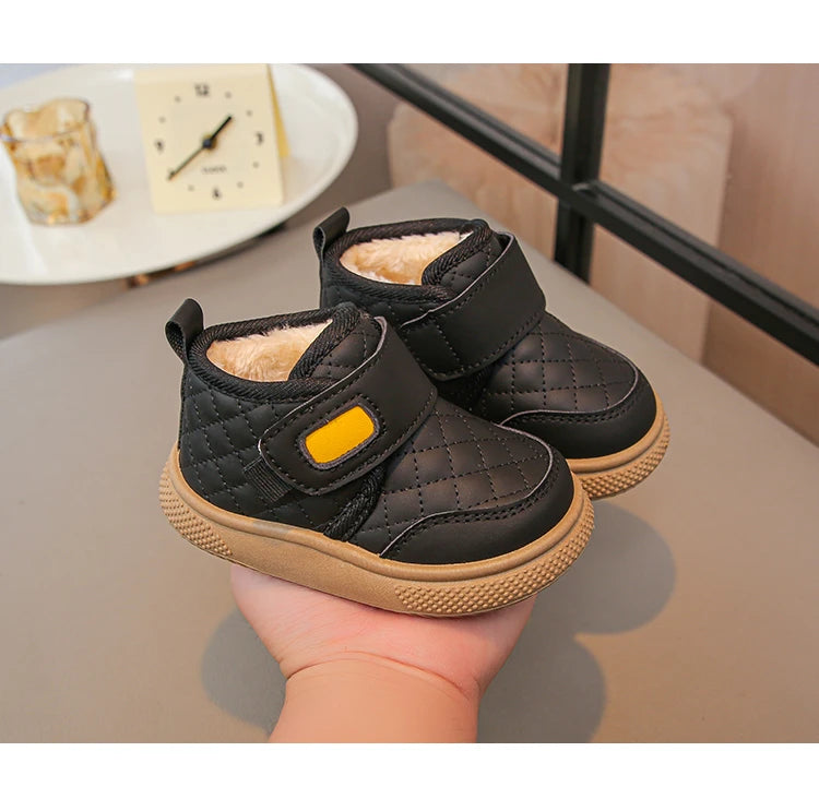 Kids'Casual Shoes Ankle Boots PU Leather Water-Resistant Winter Shoes For Children Anti-slip Warm Pink Black Shoes Size 21-31