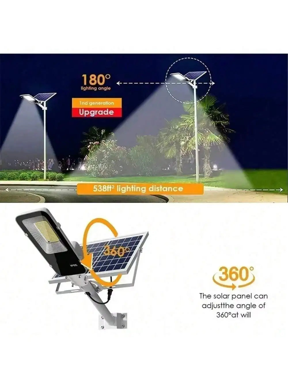 Super Bright Solar Street Light Outdoor-Heavy Duty Metal Waterproof IP65 Park Garden Garage Playground Commercial Lighting