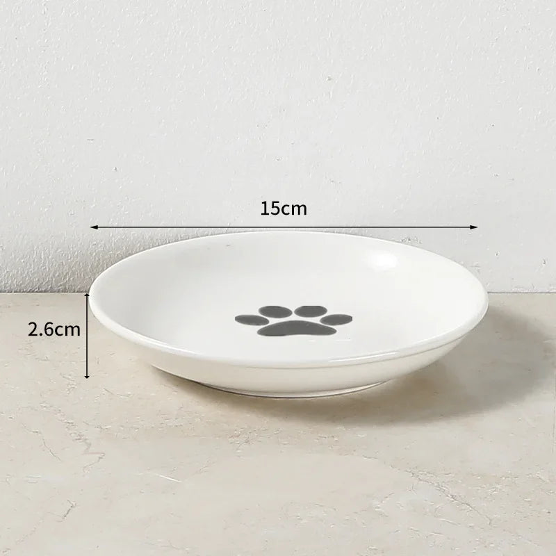 Ceramic Pet Bowl Cat Food Feeding Double Dish Stainless Steel Raised Stand Kitten Dog Water Feeder Durable Pet Accessories