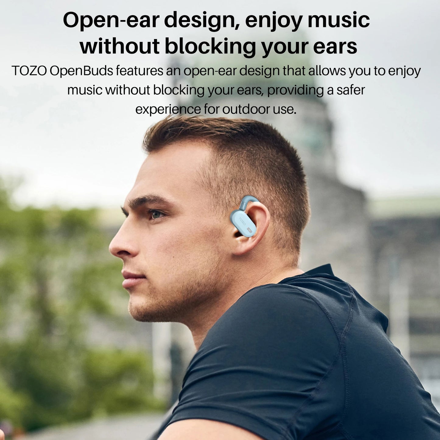 Refurbished TOZO Open Ear Hooks Headphones OWS Wireless Bluetooth 5.3 Earphones Earbuds Adjustable Music Sport HiFi Stereo Sound