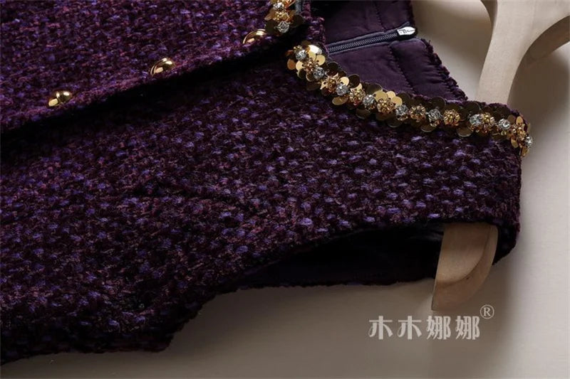 Womens Dresses Small Fragrant Tweed Vest Skirt Beaded Sequined Tweed A word Loose Dress 2025 Spring and Autumn new Women's Dress